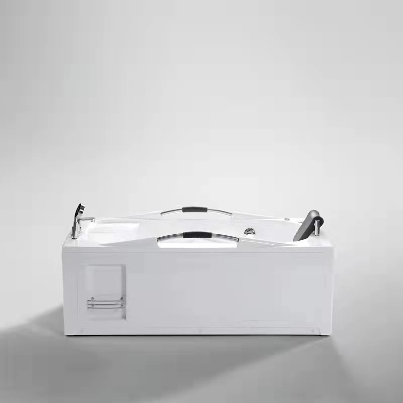 Rectangular Acrylic Whirlpool Massage Bathtub with Handles and Headrest From China Manufacturer