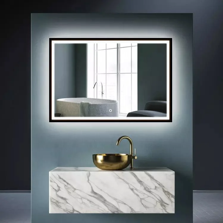 Modern Design Hotel Waterproof Electric Smart Fancy Wall Mirror High Class Vanity Bath Mirror with LED Lights